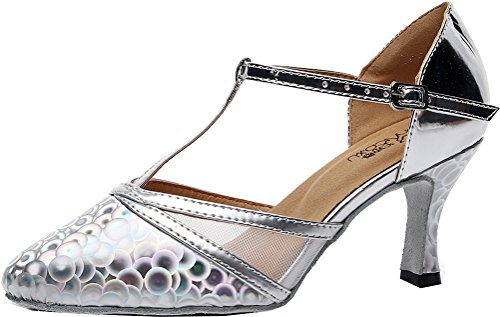 Chaussures de danse T-bar pour débutants avec talons confortables et bout fermé pour femmes 7139