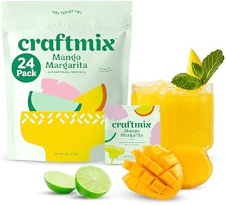 Craftmix Mango Margarita Cocktail & Mocktail Drink Mixer, Skinny Mixes - Water Flavoring Packets - Made With Real Fruit - Vegan, Low-Carb, Low-Sugar, Non-GMO, Dairy Free, Gluten Free, 24 Pack