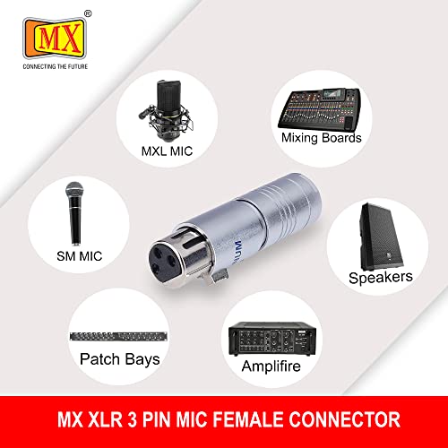 Image of MX 3 Pin XLR Microphone pin Pure Copper Nickel Plated for High Conductivity microphone (3-pin microphone female, Pack of 2, Female Connector)