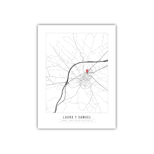 Affiche carte personnalisée MILUKA affiche d'art minimaliste épurée sans cadre 30x40 cm