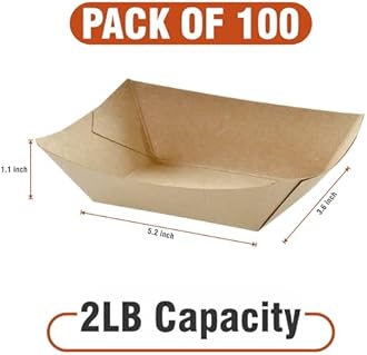 2lb Natural Kraft Paper Food Trays - Pack of 100ct