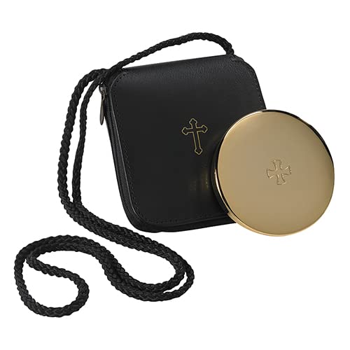 Gold Finish Pyx with Leather Burse