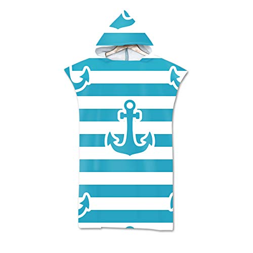Odot Poncho Toalla con Capucha Adulto Natación Playa Surf Albornoz para Cambiarse de Ropa Toalla de Microfibra Albornoces Nadar Playa Baño Verano (75x110cm,Raya)