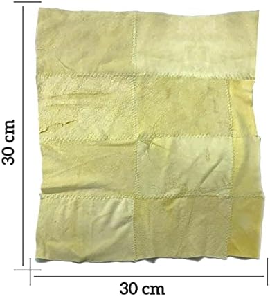 BIL 2 x Stitched Natural Authentic Chamois Leather Cloth | 1 Sq Ft Chamois Shammy Leather Wash Cloth | Car Shammy Leather Cleaning Cloth | Dry And Polish