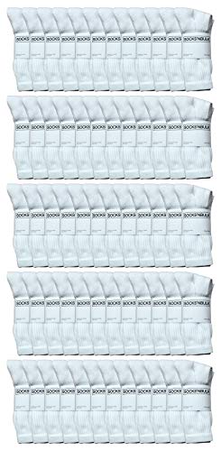 SOCKS'NBULK 60 Pairs Mens Wholesale Bulk Sports Crew Socks, Athletic Socks Case Pack Options