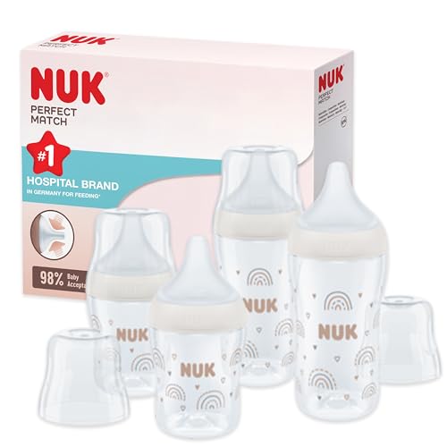 Kit biberons NUK Perfect Match arc-en-ciel pour des repas sereins à la maison ou en voyage
