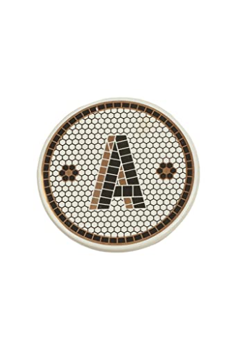 Image of G Decor Pub Black and gold Tile Monogram Alphabet initial Coasters Letter A-Z (A)