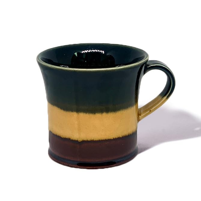Mino Ware Handmade Coffee Mug — Green Border