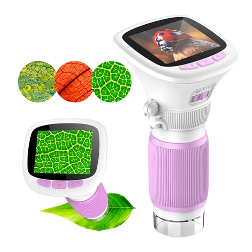 Image of Kids Microscope AUKCLAX Pocket Microscope for Kids 200X-1000X 2.4"IPS 1080P Handheld Digital Microscopes for 3 4 5 6 7 8 9 10 11 12 Year Old Boys Girls Science Toy kits for kids Birthday Gifts(Purple)