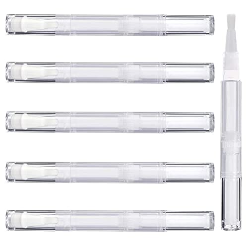 6Pcs 3 ml Transparent Twist Pens,Transparent Pen Empty Nail Oil Brush,Emptys with Brush Tip,Disposable Pens, Pen,Empty Cuticle