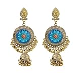 Pendientes de gota étnicos vintage de Jhumka Jhumki con borla de campana, para mujer, oro antiguo, bohemio, declaración retro, flor tallada, bolas de cuentas, aretes de lágrima, bohemios