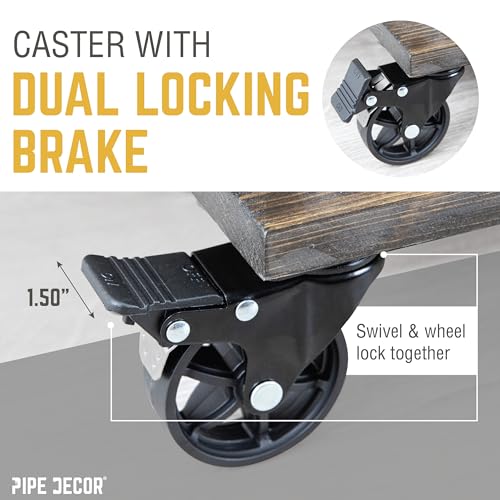 PIPE DECOR Rodas Giratórias Montadas (Pacote com 4), Rodízios Montáveis para Móveis de Madeira com M