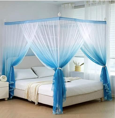 Mengersi Princess 4 Corners Post Bed Canopy Bed Curtains (Queen, Red)