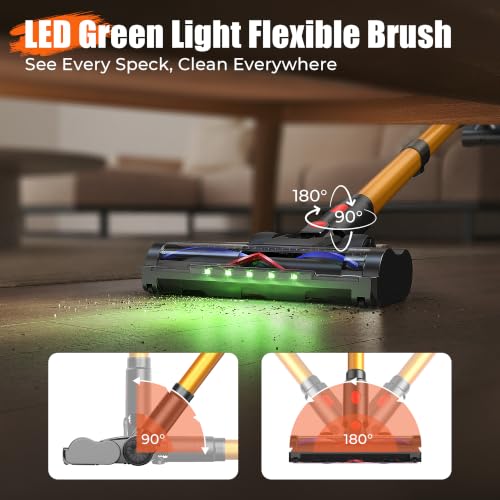 Image of Cordless Vacuum Cleaner for Home, 55Kpa Suction, Up to 70-Min Runtime, Gold