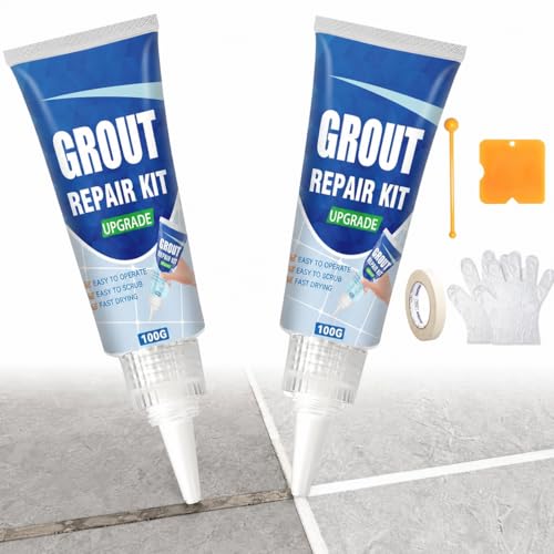 Tile Grout Repair Kit, 2 Pack Fast Drying Grout Filler for Bathroom, Kitchen, Shower, Versatile...
