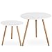 Produktbild Homfa 2x Beistelltisch weiß Set Couchtisch rund Wohnzimmertisch holz hochglanz skandinavisch Konsolentisch Kaffeetisch Satztisch groß(50x50x50cm) klein(40x40x40cm)