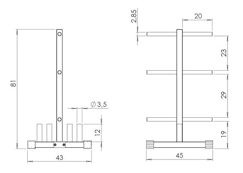 Suporte para Anilhas e Barras Standart 6 Pontas Academia Musculação
