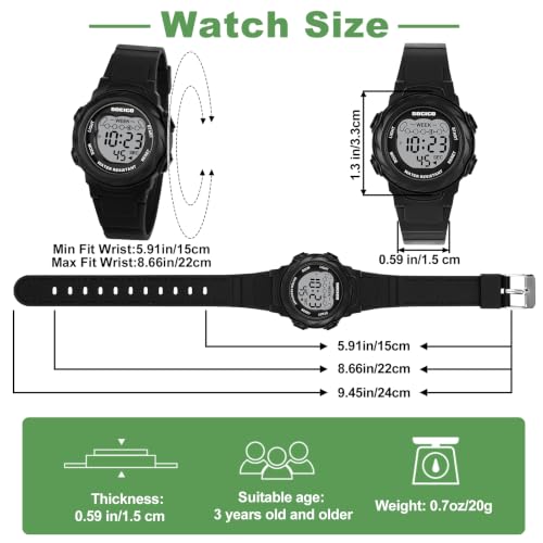 Image of SOCICO Kids Digital Watch 50M Waterproof & 7 Color Lights for Boys Girls