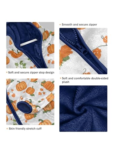 Orange Pumpkin Harvest Girls Fleece Jacket Girls Fall Jacket Boys Coats Zip Up Hoodie Children Outerwear 2-10T3