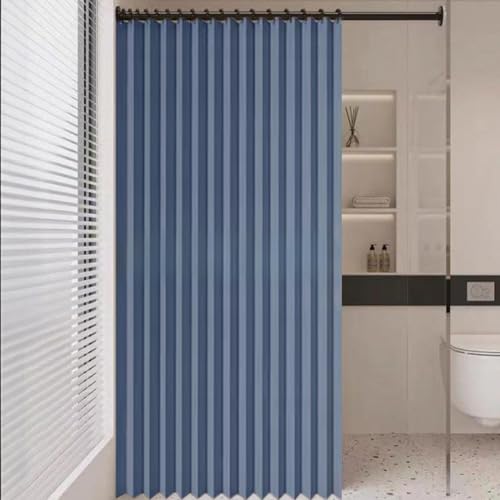 SK Studio Cortina de Ducha, Cortinas Baño Tela Impermeable Antimoho con Ganchos, Cortinas de Baño Plegable Secado Rápido para Baño, Azul Marino, 120x200cm