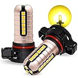 PHINLION 2504 Amber LED Fog Light Bulbs, 3000 Lumens Super Bright 3030 27-SMD 12276 PSX24W Fog Bulb Replacement, Golden Yellow, Pack of 2