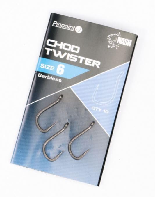Nash Pinpoint Chod Twister Barbless Carp Hooks: 4