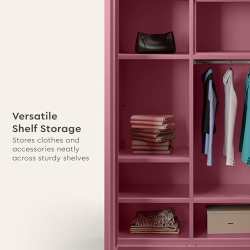 Image of Interio by Godrej Luminex NX 2-Door Steel Almirah (Textured Dusty Rose), 1-Year Warranty, 1 Locker, 5 Shelves
