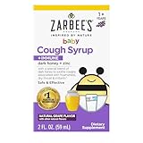 Zarbee's Baby Honey Cough Syrup + Immune for Babies 12-24 Months, Safe & Effective Cough Syrup with Soothing Dark Honey & Zinc for Immune Support*, Drug & Alcohol-Free, Grape, 2 fl. Oz