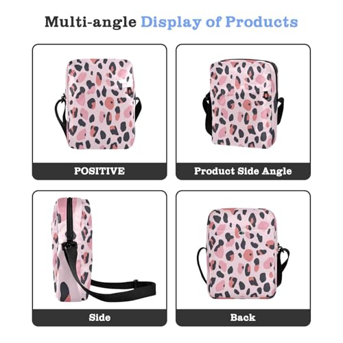 small messenger bag for women cross body bag for woman Shoulder Hand Bags Adjustable Strap for outdoor sports outdoor sports- Peach Black Leopard4
