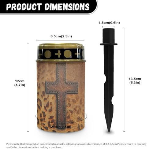 Image of Cross Leopard Print Prayer LED Solar Lights for Patriotic Landscape Waterproof Solar Light Solar Power Light Flameless Candle for Cemetery Grave Memorial Decor 2 Pcs