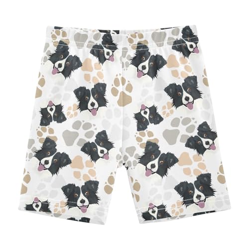 JHKKU Girls Border Collie Dog Shorts Cotton Cartwheel Bike Kids Biker Under Dress Dance Short Girl Clothes 8Y