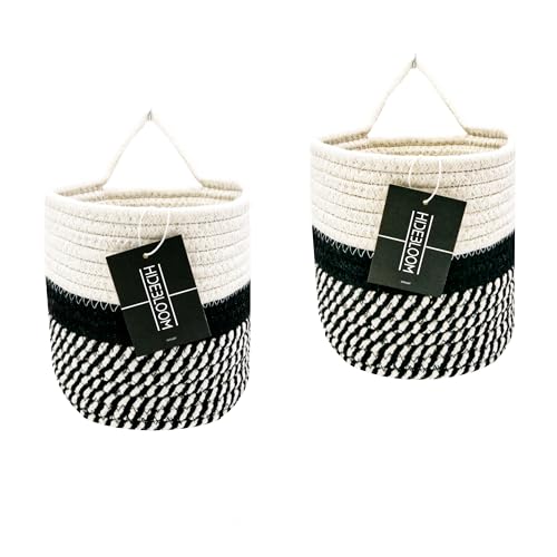 HIDEBLOOM | Hängekorb | 2er Set - 16x16 cm- Schwarz/Weiß | aus Baumwolle...