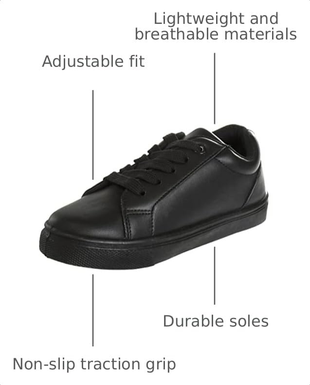 Image of French Toast Boys Girls Shoes -Unisex Athletic Casual Dress Kids School Uniform Loafer Oxford Canvas Tennis Sneakers (White /Black) (Little Kid /Big Kid)