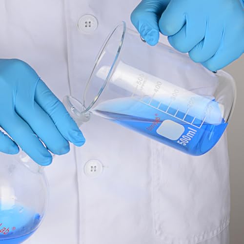 Image of stonylab Glass Beaker with Handle, Borosilicate Glass Graduated Low Form Griffin Beaker with Handle and Pouring Spout, 500 ml