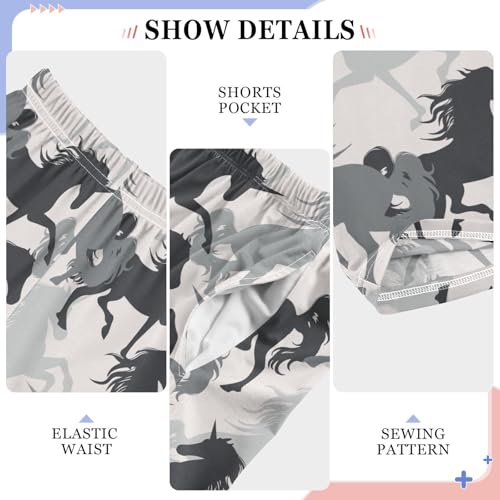 ZZKKO Black White Horses Boys Pants for Kids Jogger Pants with Pockets S-XL4