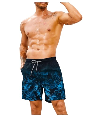 Floerns Men's Tropical Print Swim Trunks Tie Waist Quick Dry Board Shorts4