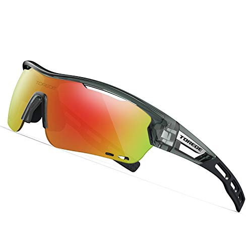 TOREGE Polarized Sports Sunglasses with 3 Interchangeable Lenes for Men Women Cycling Running
