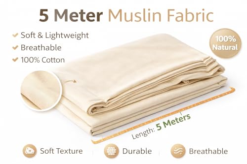Image of Premium Muslin Fabric 5 Meter - Professional Draping Cloth for Fashion Prototyping, Curtain, Craft, Upholstery & Sewing Material