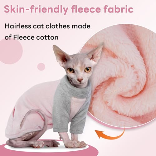 Sphynx Cat Clothes, Soft Fleece Cat Sweater, Pullover Shirt for Cat, Cat Pajamas with Sleeves, Kitten Hairless Cat Clothes for Cats Only, Winter Warm Cat Outfit Onesie Jumpsuit Hoodie - Image 4