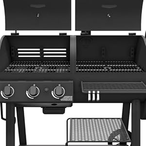 Oklahoma joes canyon charcoal and propane gas combination smoker and grill black steel 24203004  urban country home decor
