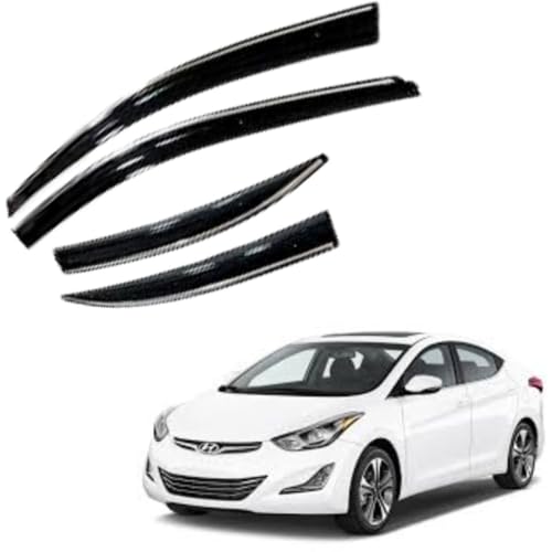 Image of CAR SAAZ Chrome Line Door Visor for Elantra (2015-2018)(Set of 4Pcs) | Rain Guard | Wind Deflector