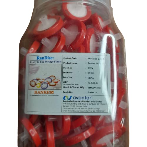 Avantor - Syringe Filter, Dia: 25mm, Pore Size: 0.22um, (Pack of 100 pieces).