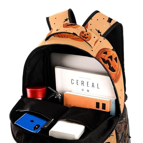 Sac à dos d'école citrouille et chauve-souris multicolore - 4