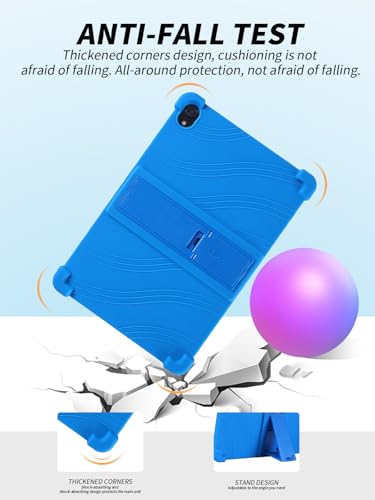 Étui tablette Yicty C48 C108 en silicone bleu 10 pouces avec support