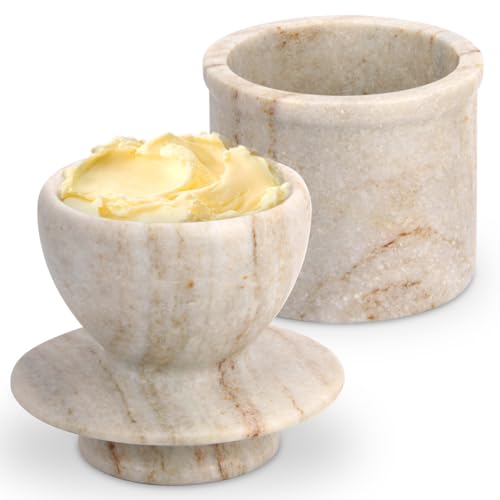 Marble Butter Keeper With Lid, Viva Jade, 3.5"L x 3.5"W x 4"H