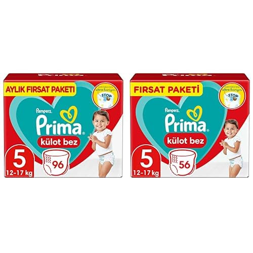 Prima Külot Bez 5 Beden 96 Bebek Bezi 12kg-17kg & Prima Külot Bebek Bezi 5 Numara 56'lı 12-17 kg Fırsat Paketi