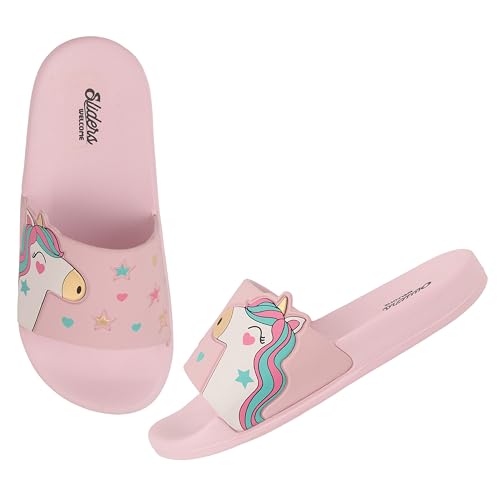 Image of WELCOME Unisex-Child Kids Flip-Flop Soft Comfortable Indoor & Outdoor Slippers Stylish Non-Slip Slide Home Casual Chappals For Boys & Girls