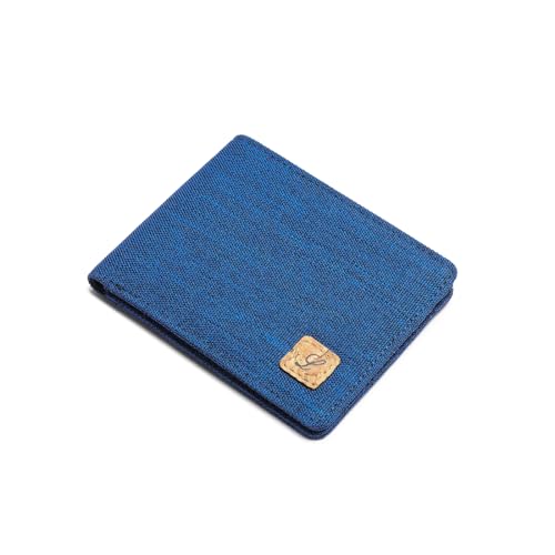 Mens Fabric Wallets Bifold RFID Blocking Minimalist Boys Thin Small Pocket Wallet Slim (Blue)