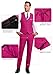 Mrbuerly Fuchsia Men Suits Slim Fit 3 Pieces, Notched Lapel Prom Homecoming Suit for Mens Jacket Vest Pant with Tie-XS/3630