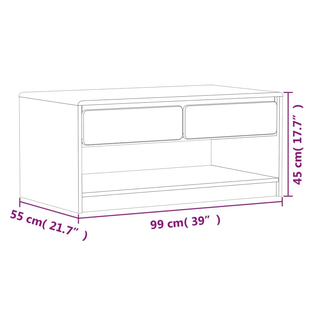 Homgoday Tavolino da caffè SAUDA in rovere 99 x 55 x 45 cm in legno di pino massiccio, tavolino da tè per soggiorno, sala d'accoglienza degli ospiti, camera da letto e ufficio